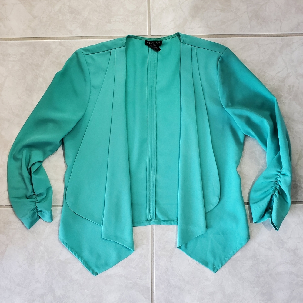 Stoosh Teal Open Front Blazer